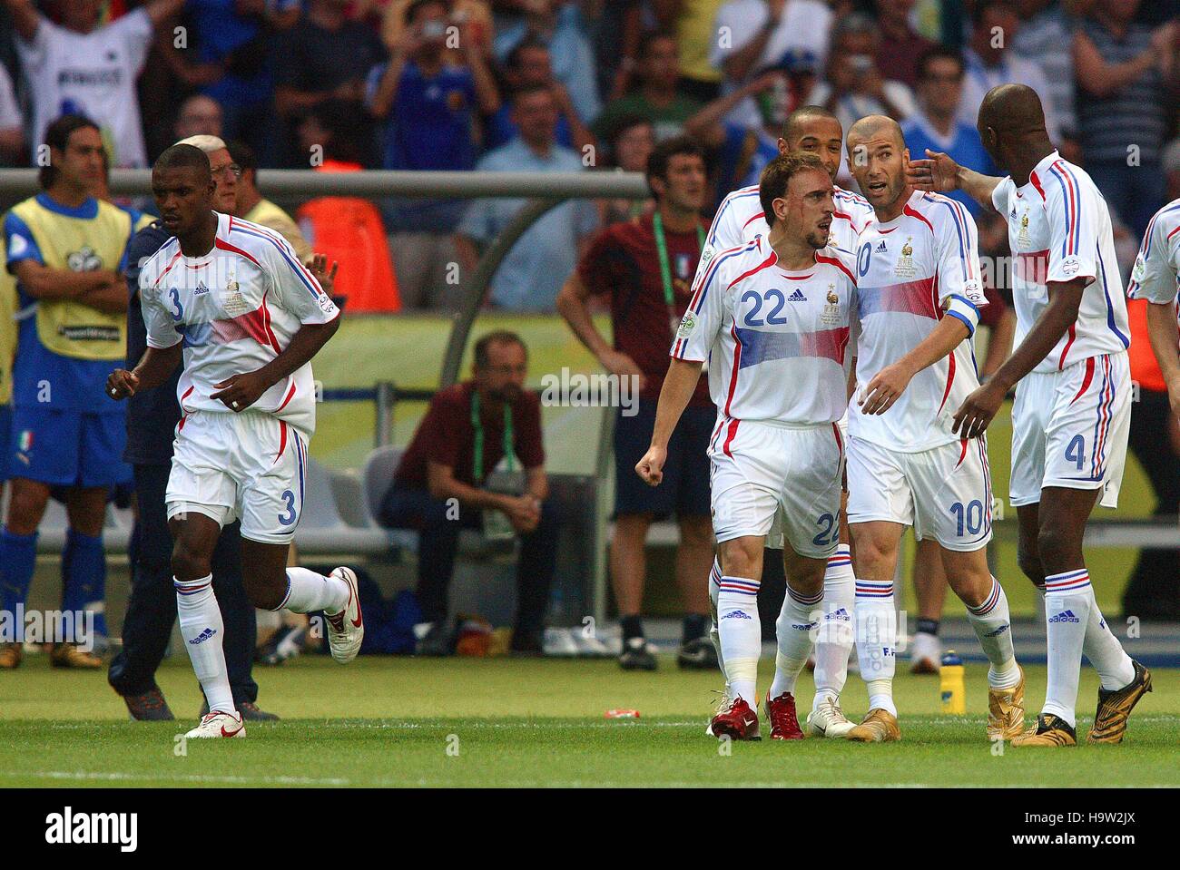 F Ribéry Zidane Z & P VIEIRA ITALIA V Francia lo stadio olimpico di Berlino Germania 09 Luglio 2006 Foto Stock