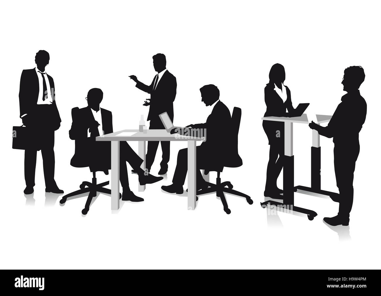 Discutere il lavoro in ufficio, sale riunioni Foto Stock