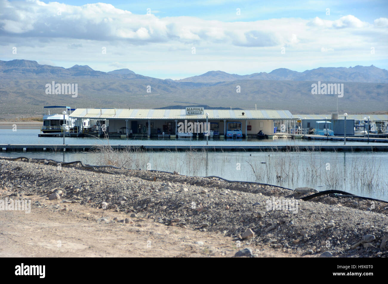 Echo Bay Marina, situata all'interno dell'area ricreativa nazionale del lago Mead in Nevada, offre attività ricreative come nautica, pesca e campeggio. Serve come punto di ingresso popolare per i visitatori per esplorare le viste panoramiche del parco e la variegata fauna selvatica. Foto Stock
