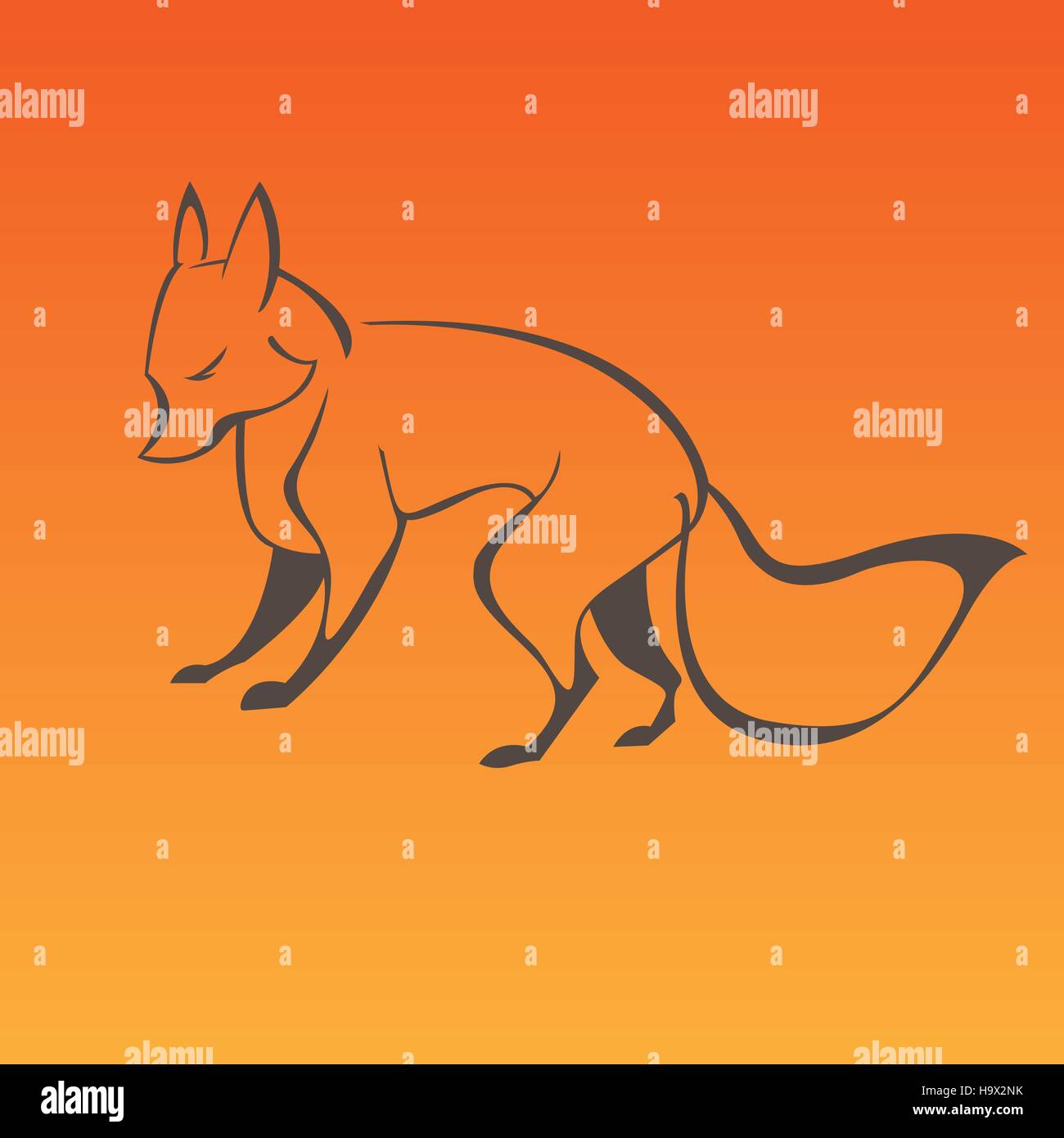 Segno di Fox in linee curve Illustrazione Vettoriale