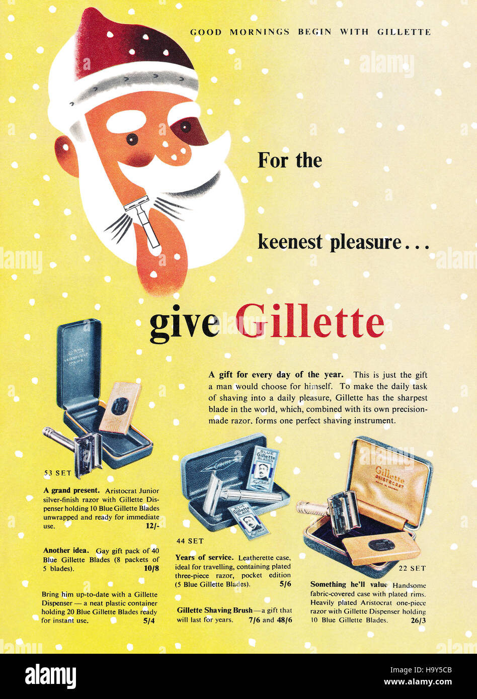 1950 Natale Inglese Pubblicita Per Gillette Rasoi Foto Stock Alamy