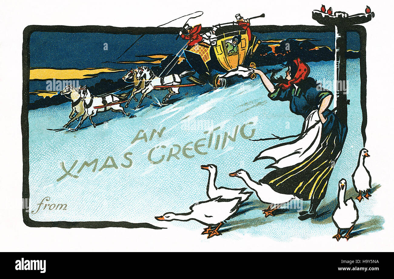 Edwardian cartolina di Natale. Foto Stock