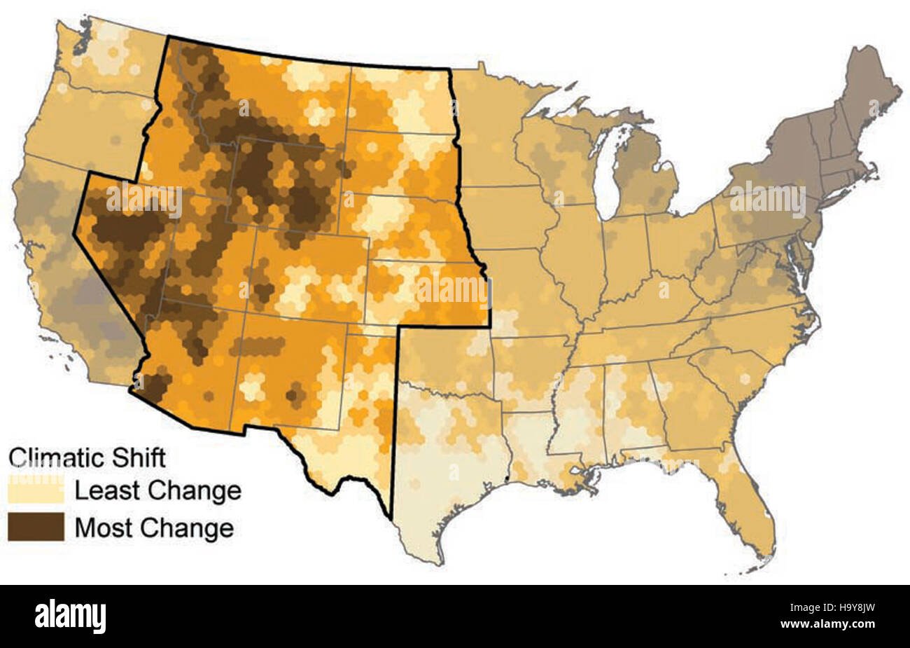 La grafica dell'USDA sui cambiamenti climatici evidenzia l'impatto del cambiamento climatico sull'agricoltura e sugli ecosistemi naturali. Questi grafici sono utilizzati per orientare le decisioni politiche e promuovere la consapevolezza delle pratiche sostenibili per mitigare le sfide legate al clima nella gestione delle risorse naturali e dell’agricoltura. Foto Stock
