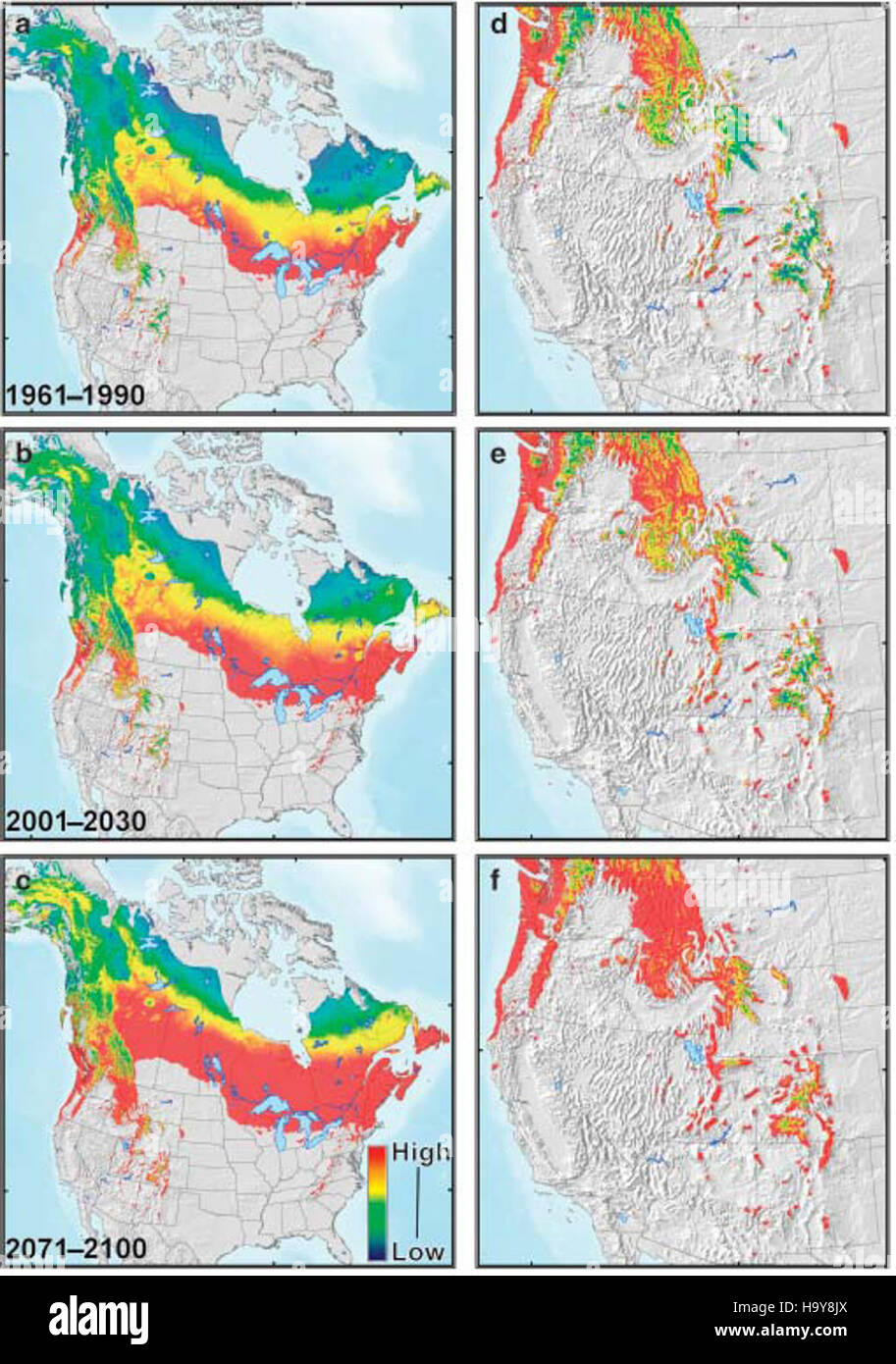 Questa immagine presenta un grafico che illustra gli impatti dei cambiamenti climatici, evidenziando i cambiamenti ambientali e i loro effetti sugli ecosistemi, sulle risorse e sulle comunità umane. Foto Stock