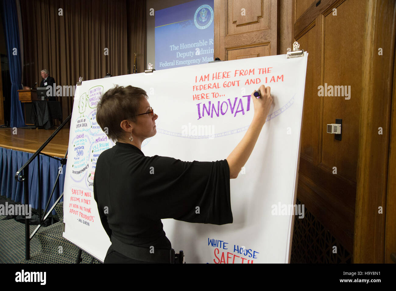 L'evento Safety Datapalooza dell'USDA alla Casa Bianca di Washington, D.C., che mette in evidenza le innovazioni nella sicurezza alimentare, nell'utilizzo dei dati e nelle politiche per la salute pubblica e la protezione ambientale. Foto Stock