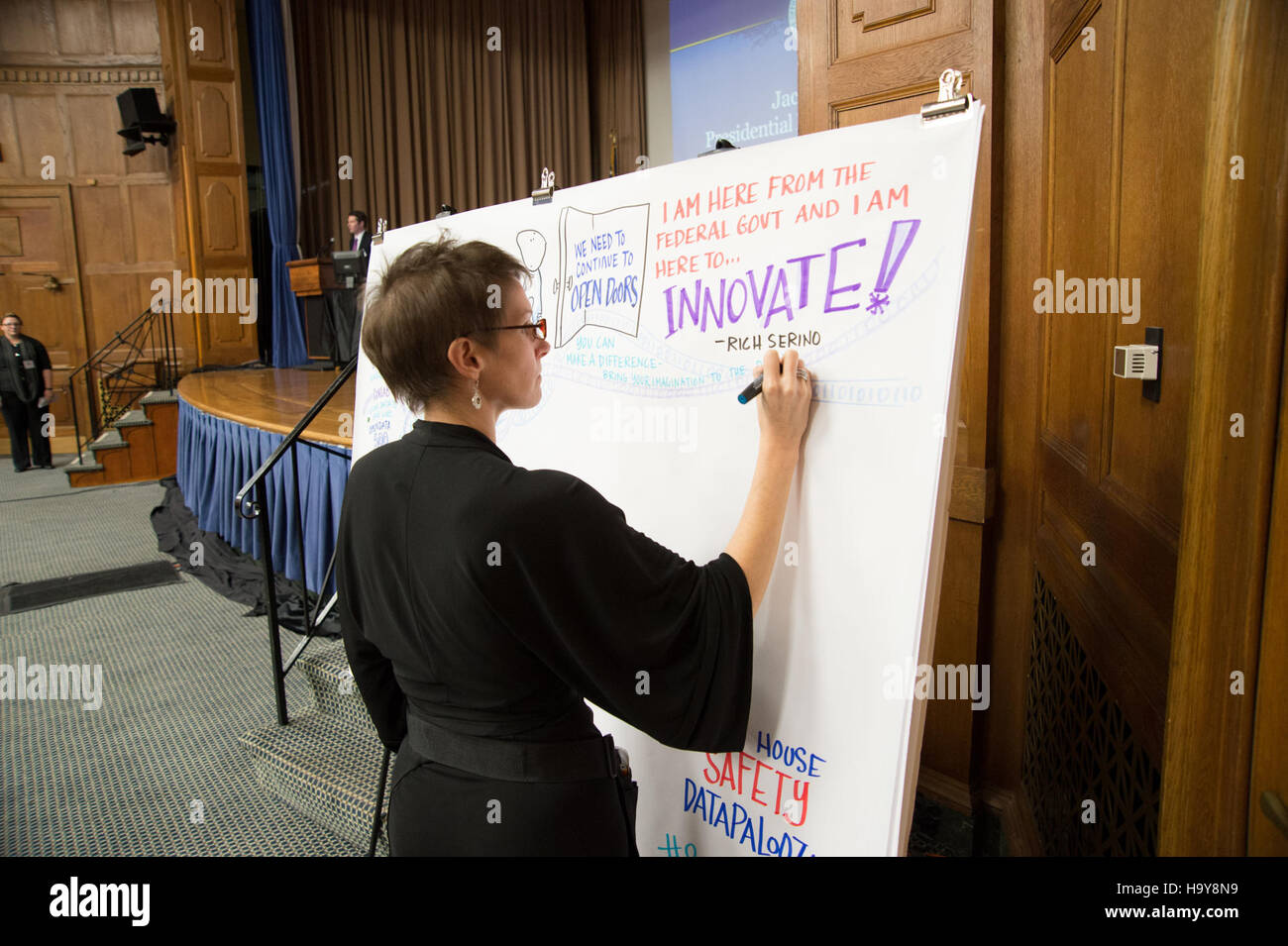 Il Jefferson Auditorium Office del Dipartimento dell'Agricoltura degli Stati Uniti, ospita eventi ufficiali e riunioni relative all'agricoltura e alla politica rurale. Foto Stock