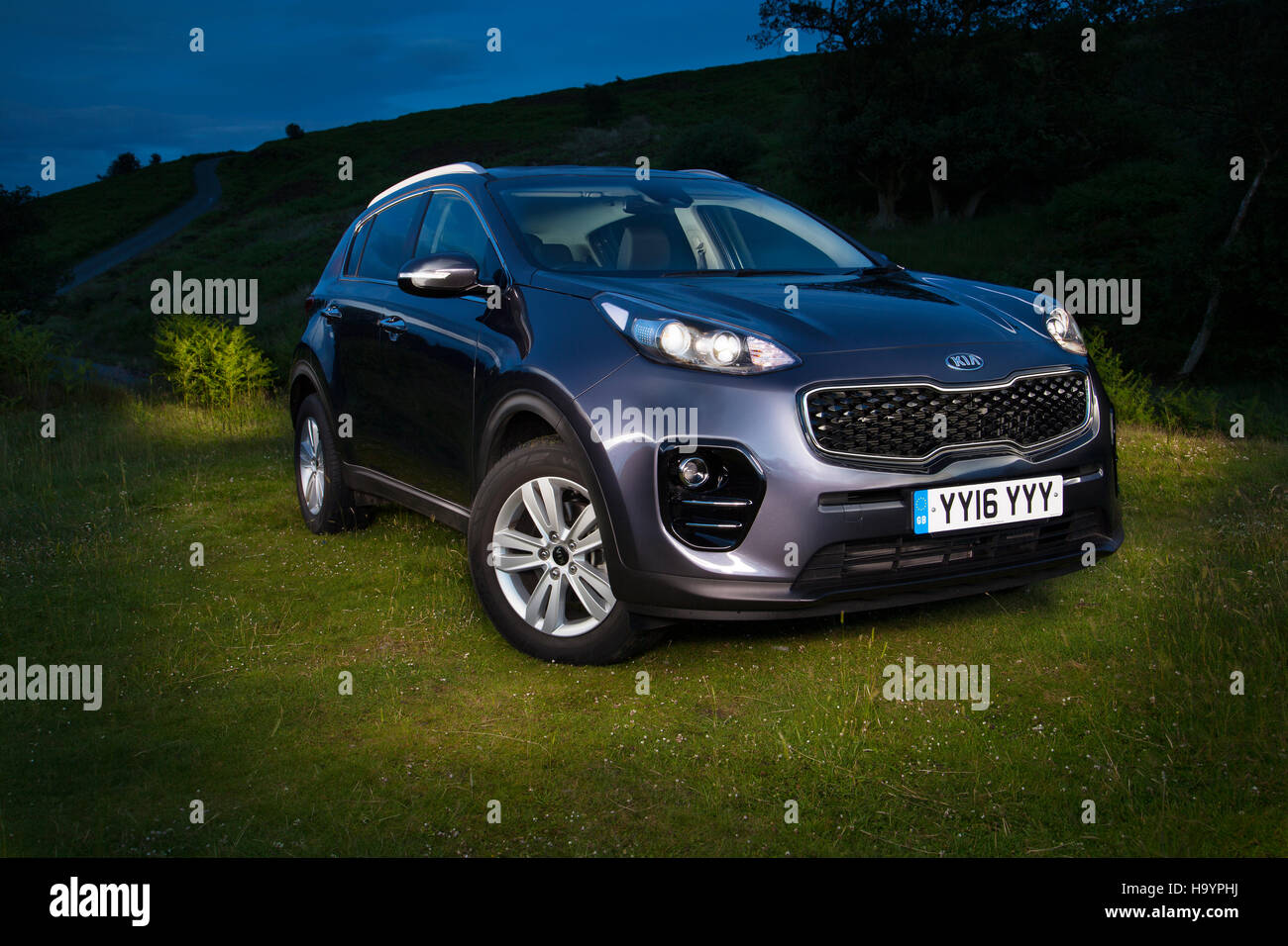 La pittura di luce del 2016 Kia Sportage Foto Stock