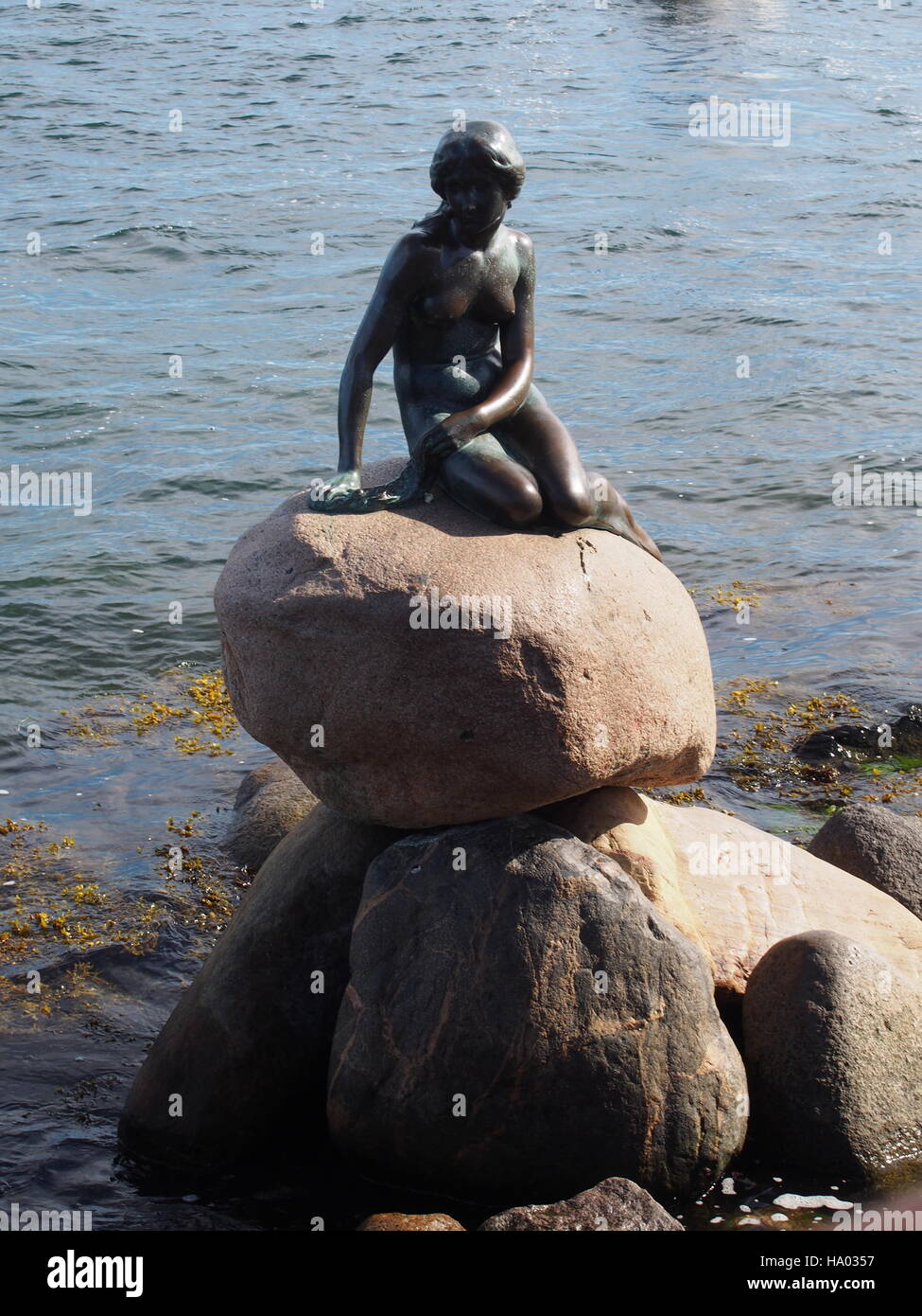 La statua della Sirenetta al Porto di Copenhagen, Danimarca II Foto Stock