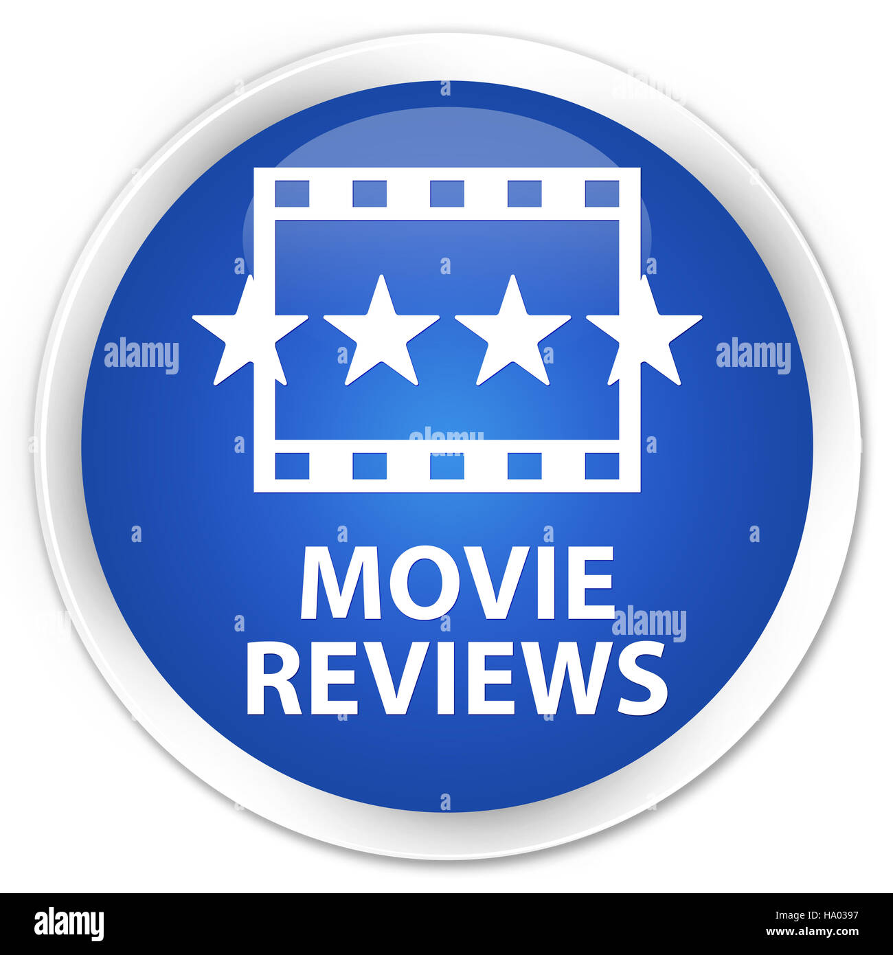 Rassegne di film isolati su blu premium pulsante rotondo illustrazione astratta Foto Stock