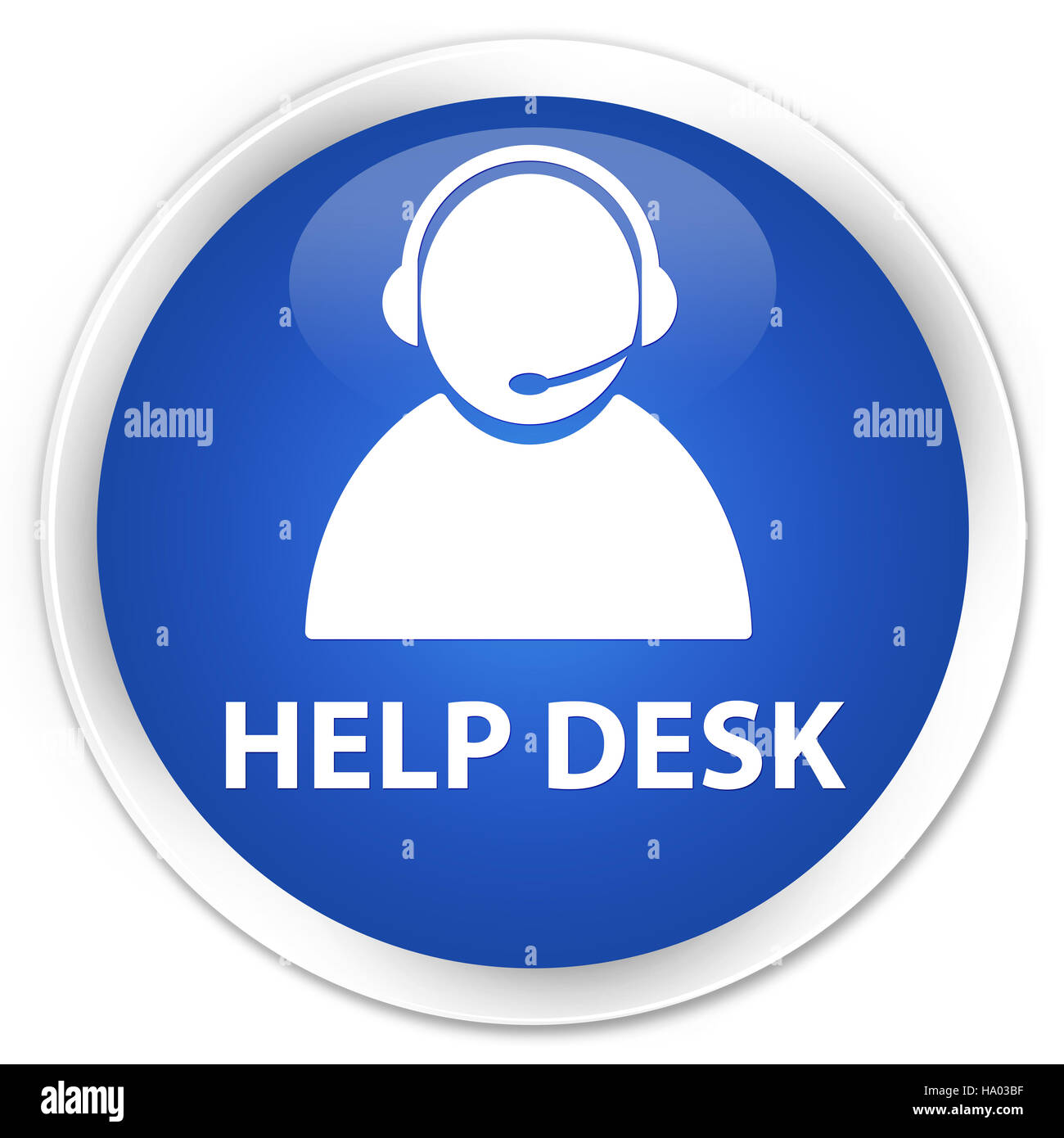 Help desk (customer care icona) isolati su blu premium pulsante rotondo illustrazione astratta Foto Stock