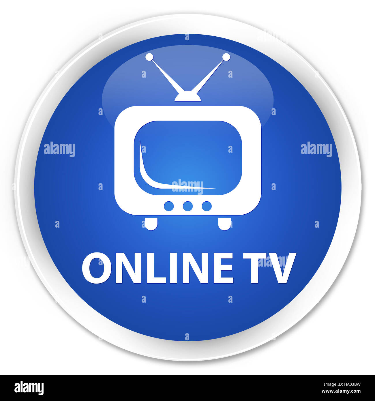 La tv Online isolati su blu premium pulsante rotondo illustrazione astratta Foto Stock