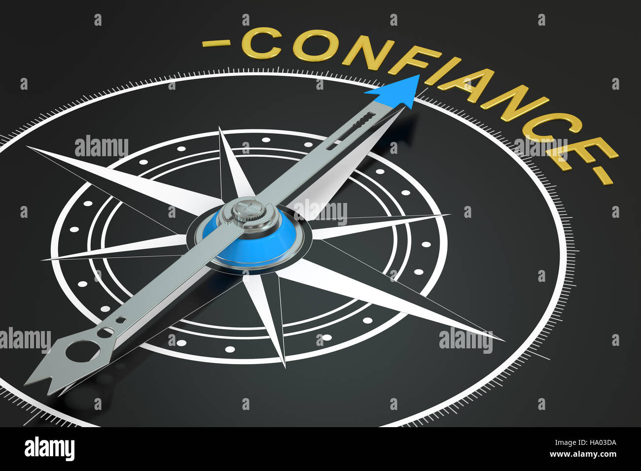 Confiance compass concetto, rendering 3D Foto Stock Confiance compass concetto, rendering 3D Foto Stock