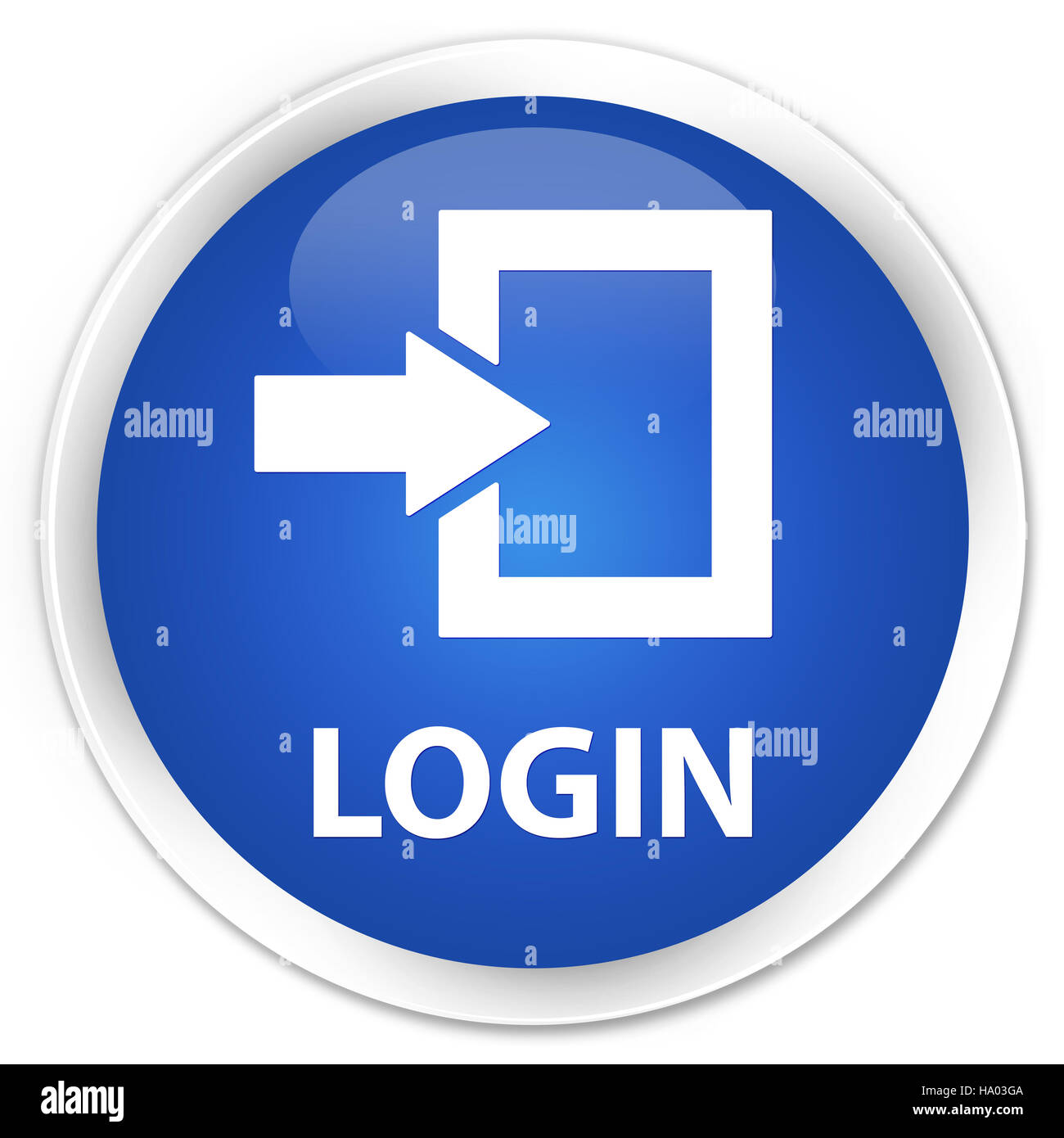 Login isolati su blu premium pulsante rotondo illustrazione astratta Foto Stock