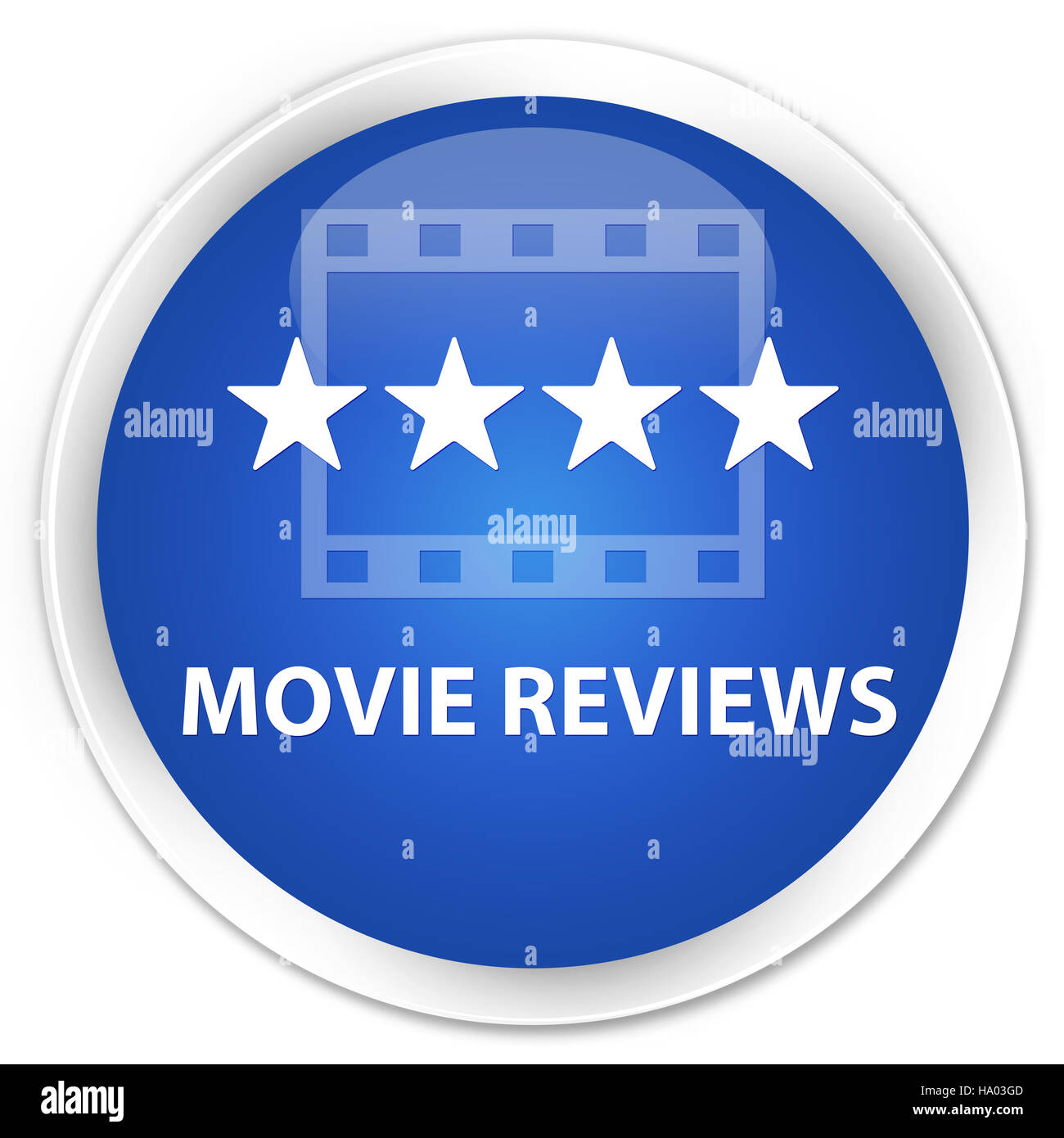 Rassegne di film isolati su blu premium pulsante rotondo illustrazione astratta Foto Stock
