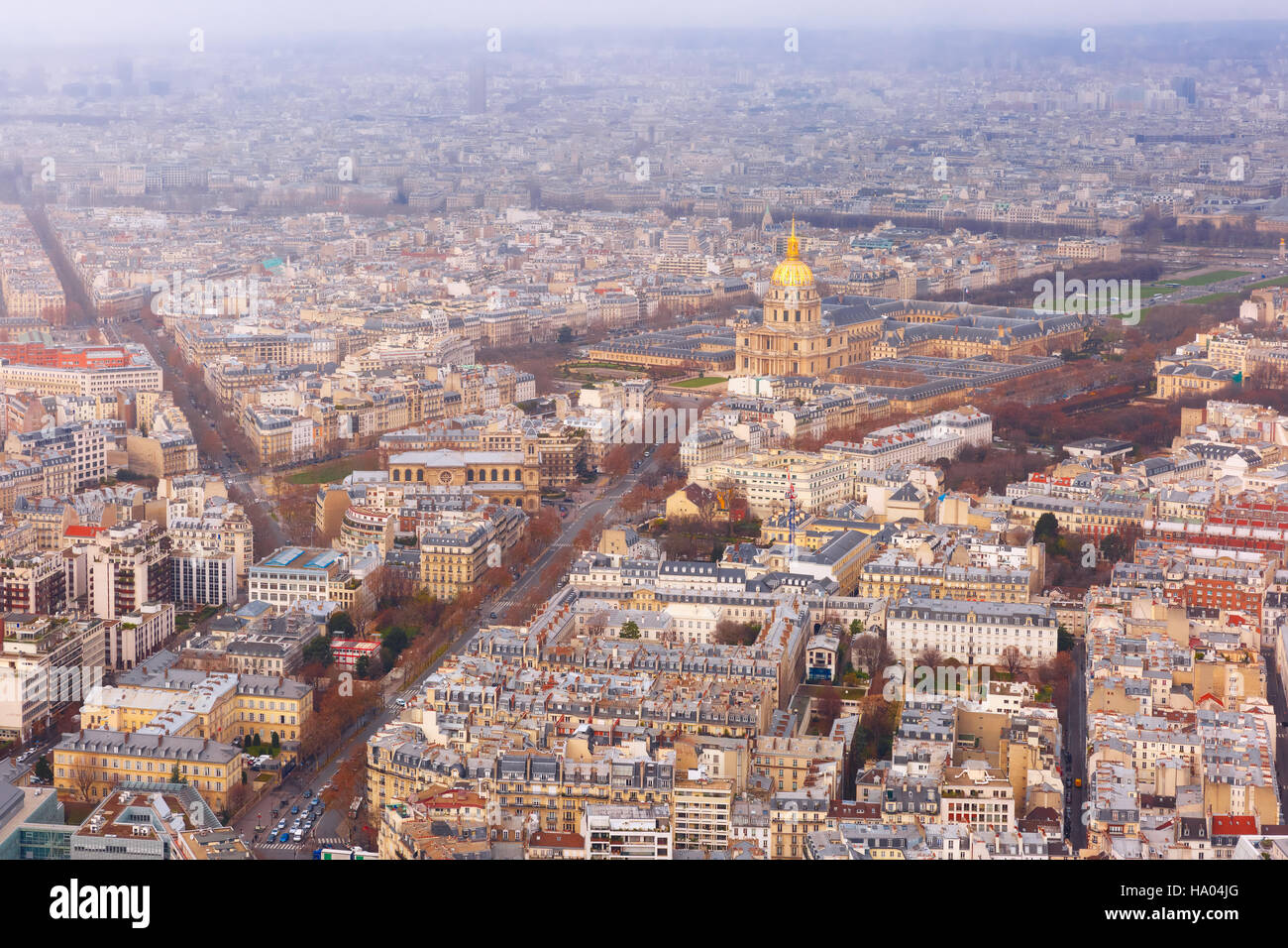 Vista aerea di Parigi con Les Invalides Francia Foto Stock