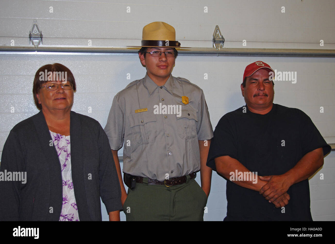 La famiglia Earl Henry è presente in una fotografia storica nel Badlands National Park, che riflette il legame umano con la terra e il significato storico del parco nella regione. Foto Stock