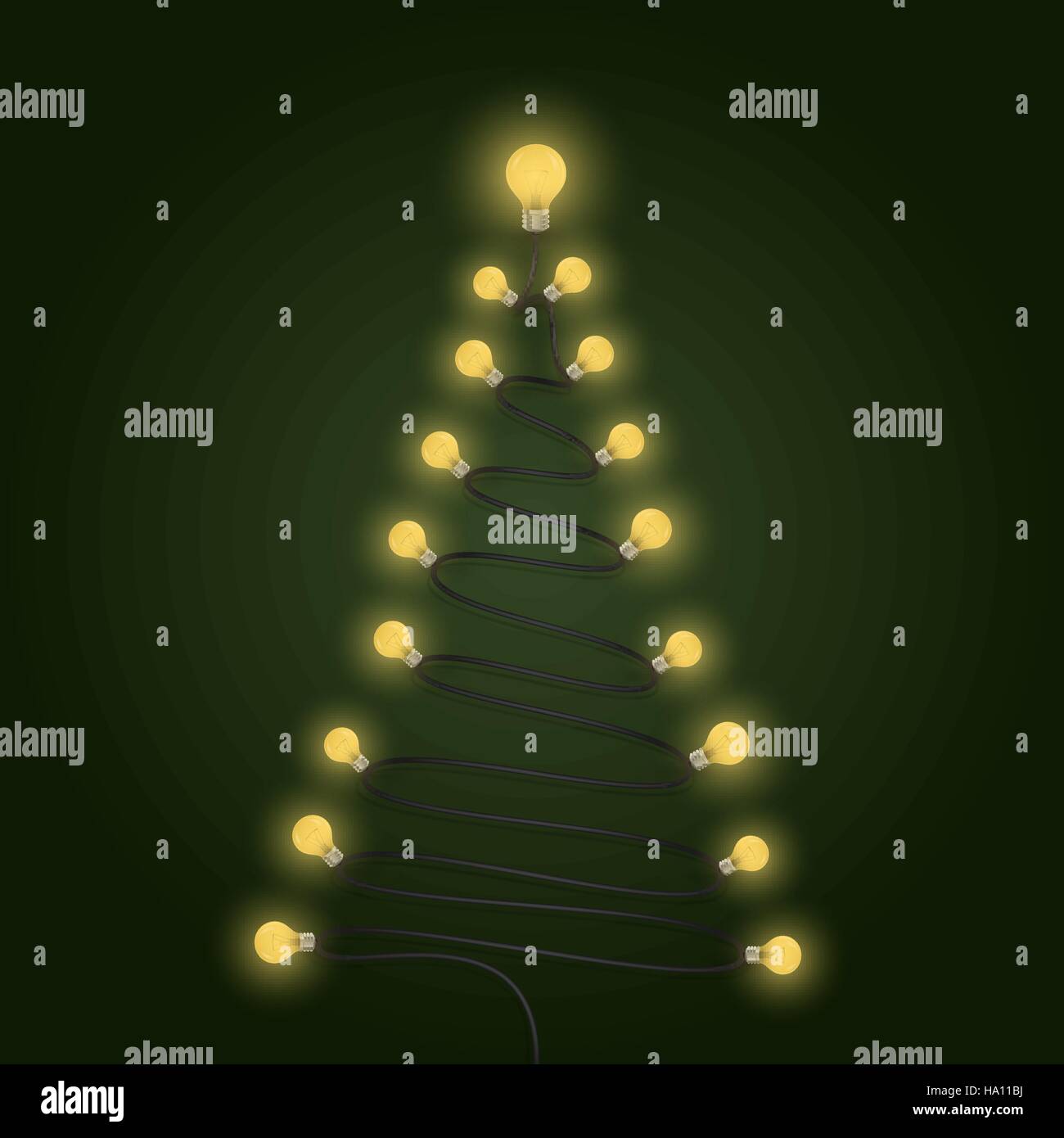 Luce colorata lampadine e albero di Natale simbolo .Merry christmas background astratto.Design per cartoline di Natale, Merry Christmas Icona,logo o Allegro Illustrazione Vettoriale