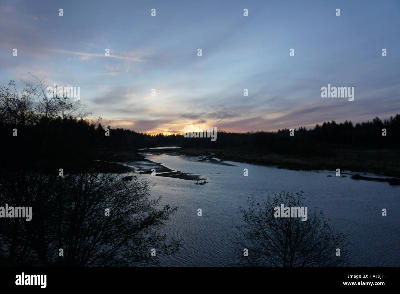 22834695670 olympicnps blu arancione tramonto sul fiume quillayute d archuleta 2015 Foto Stock