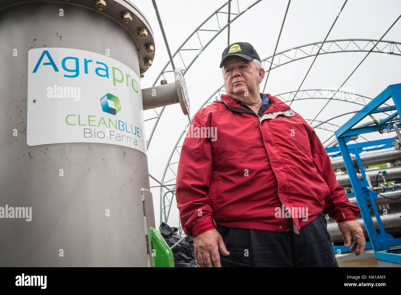 Il programma Renewable Energy for America (REAP) dell’USDA sostiene pratiche sostenibili in agricoltura, concentrandosi su tecnologie efficienti dal punto di vista energetico per il trattamento dei rifiuti, il recupero di nutrienti e il controllo degli odori. Foto Stock