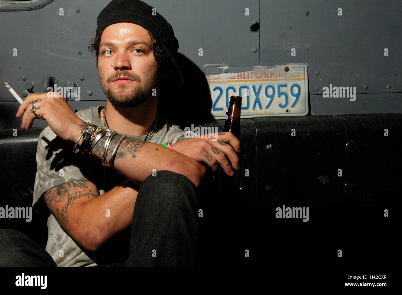 Bam Margera backstage ritratto al Key Club di Hollywood, CA Foto Stock