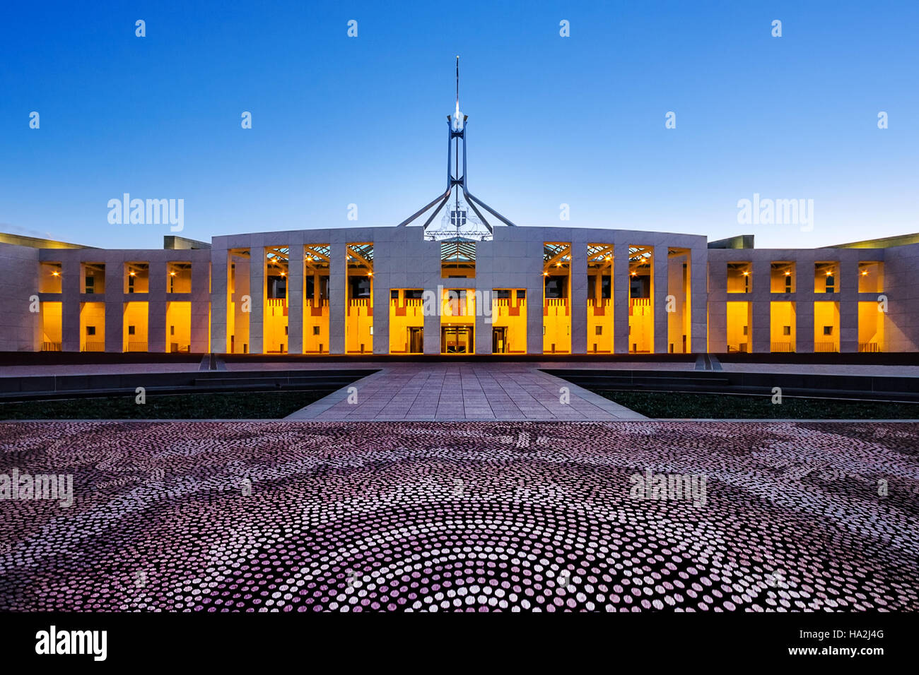 Parlamento e Arte Aborigena, Canberra, Australia Foto Stock
