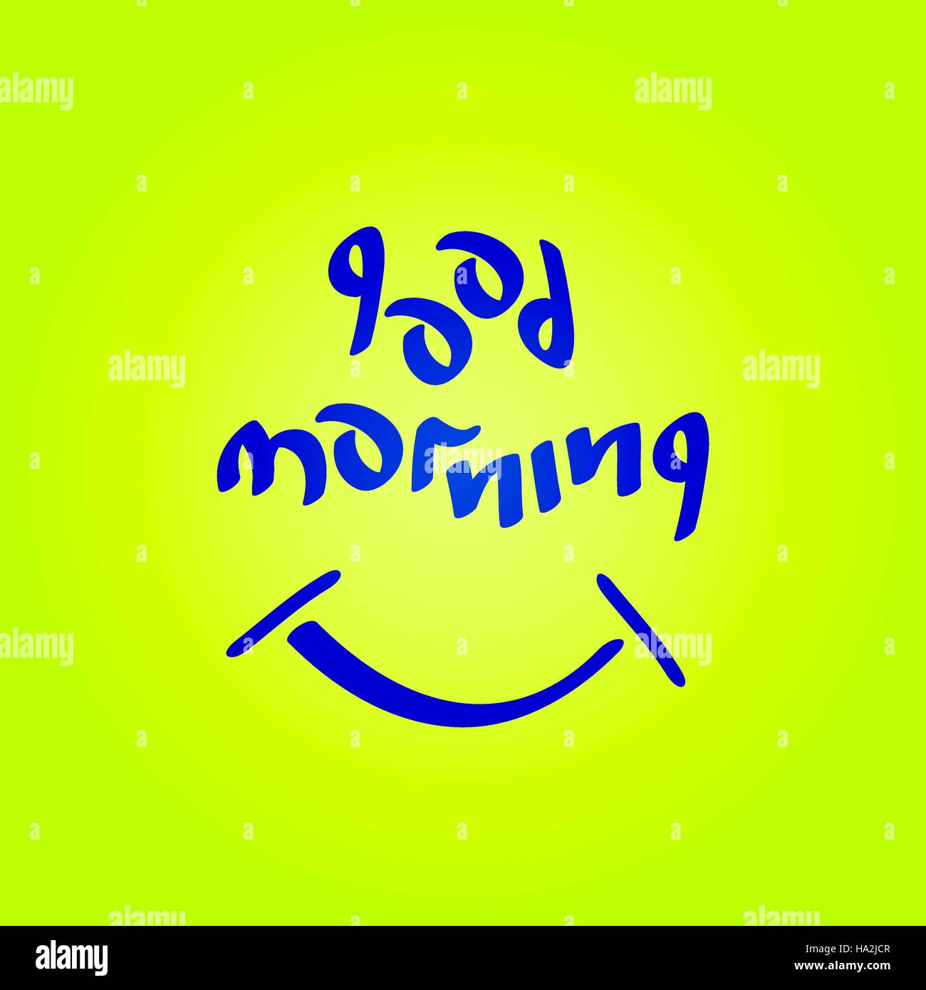 Buona mattina testo con simbolo sorridente divertimento stato d'animo positivo illustrazione vettoriale. Illustrazione Vettoriale