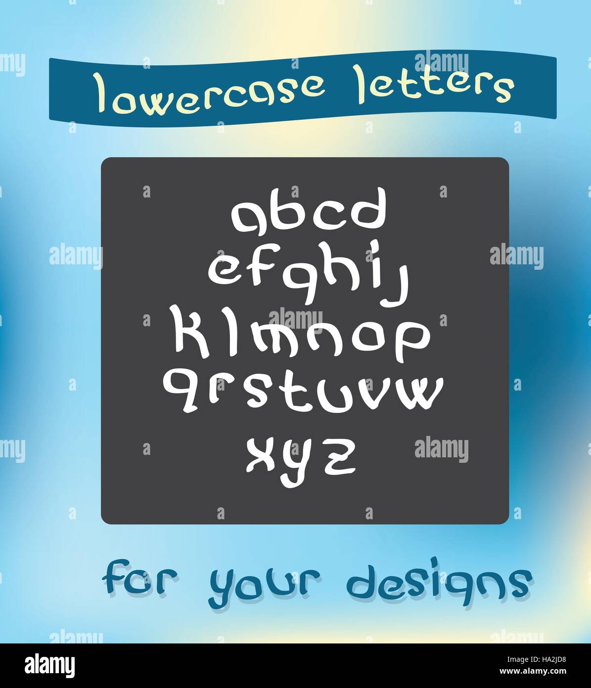 Caratteri minuscoli dell'alfabeto inglese lettere. Manoscritte carattere font di simboli. Illustrazione Vettoriale. Illustrazione Vettoriale
