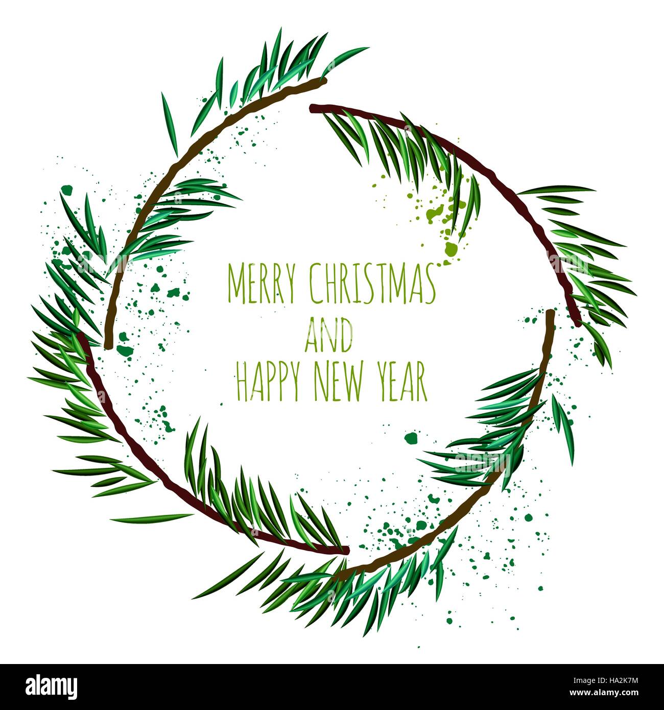 Carta bianca con stile minimalista ghirlanda di Natale, illustrazione vettoriale. Illustrazione Vettoriale