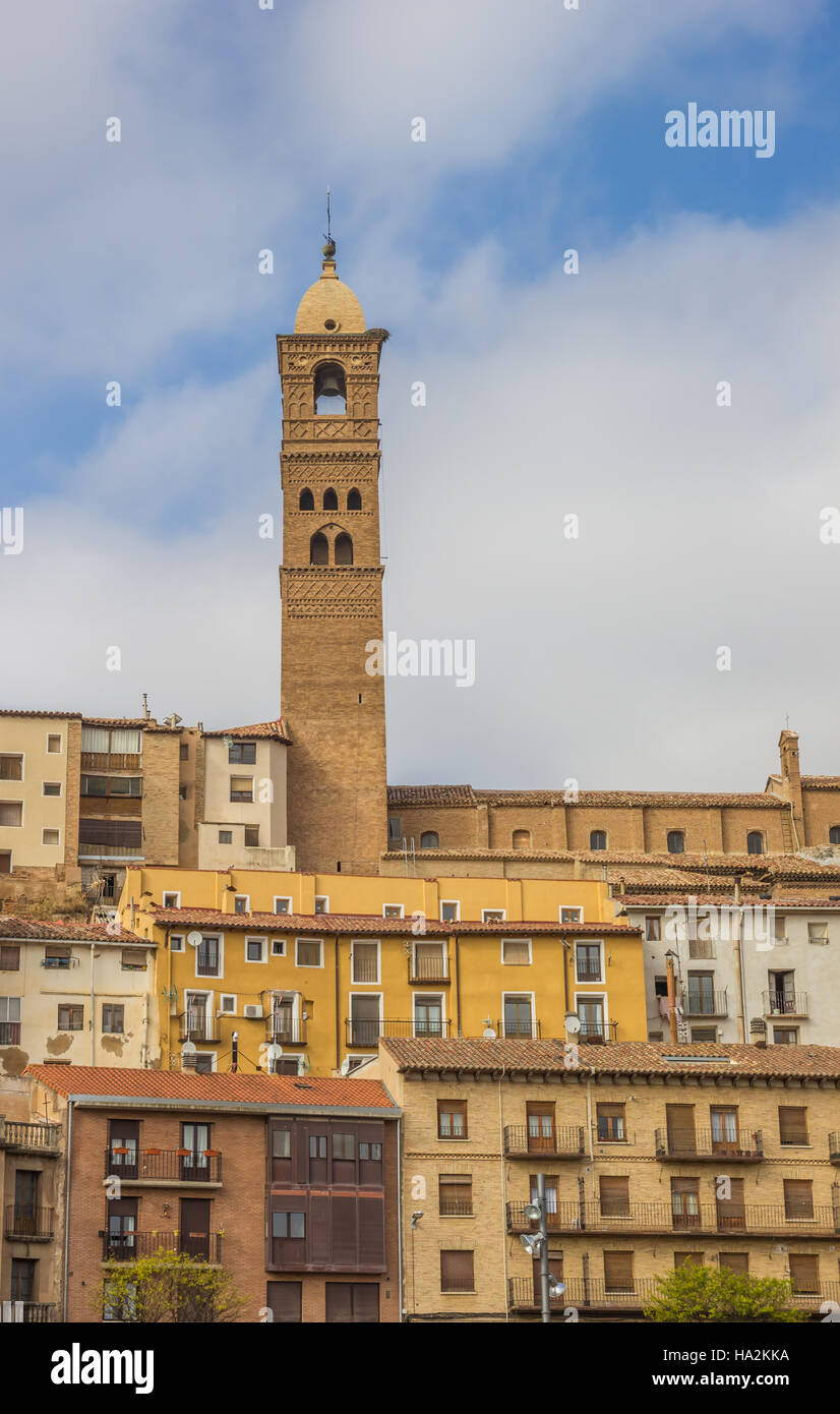 La torre della chiesa di santa Maria Maddalena in Tarazona, Spagna Foto Stock