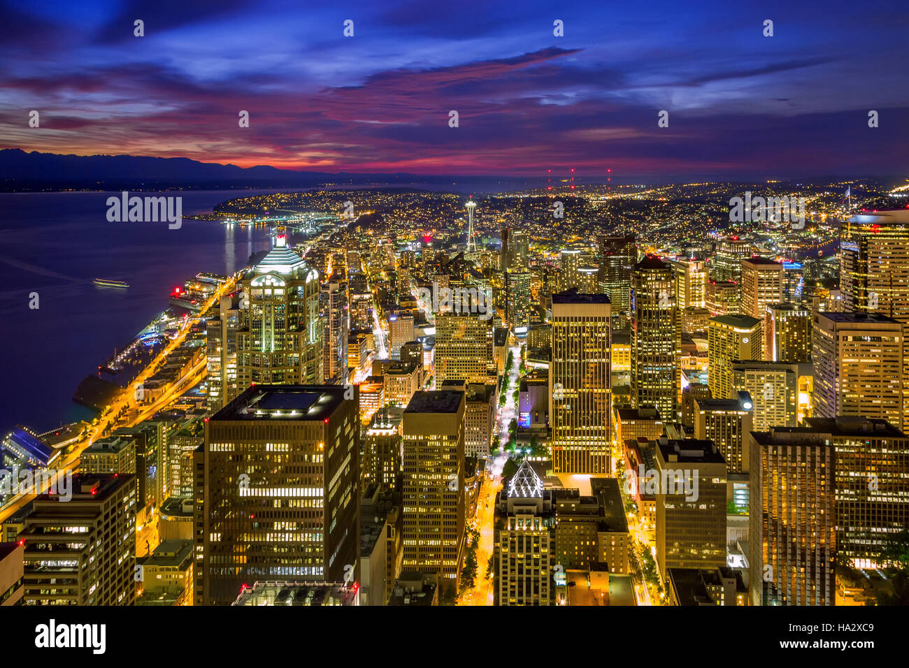 City skyline, Seattle, Washington, Stati Uniti Foto Stock