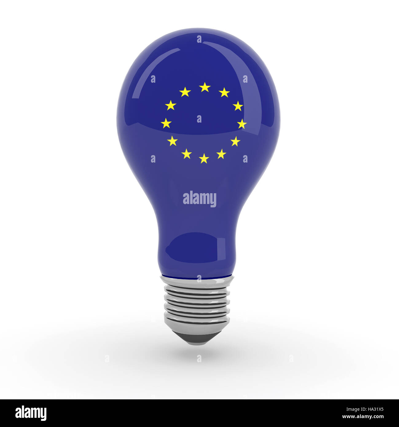 Lampadina con bandiera europea, 3d illustrazione Foto Stock