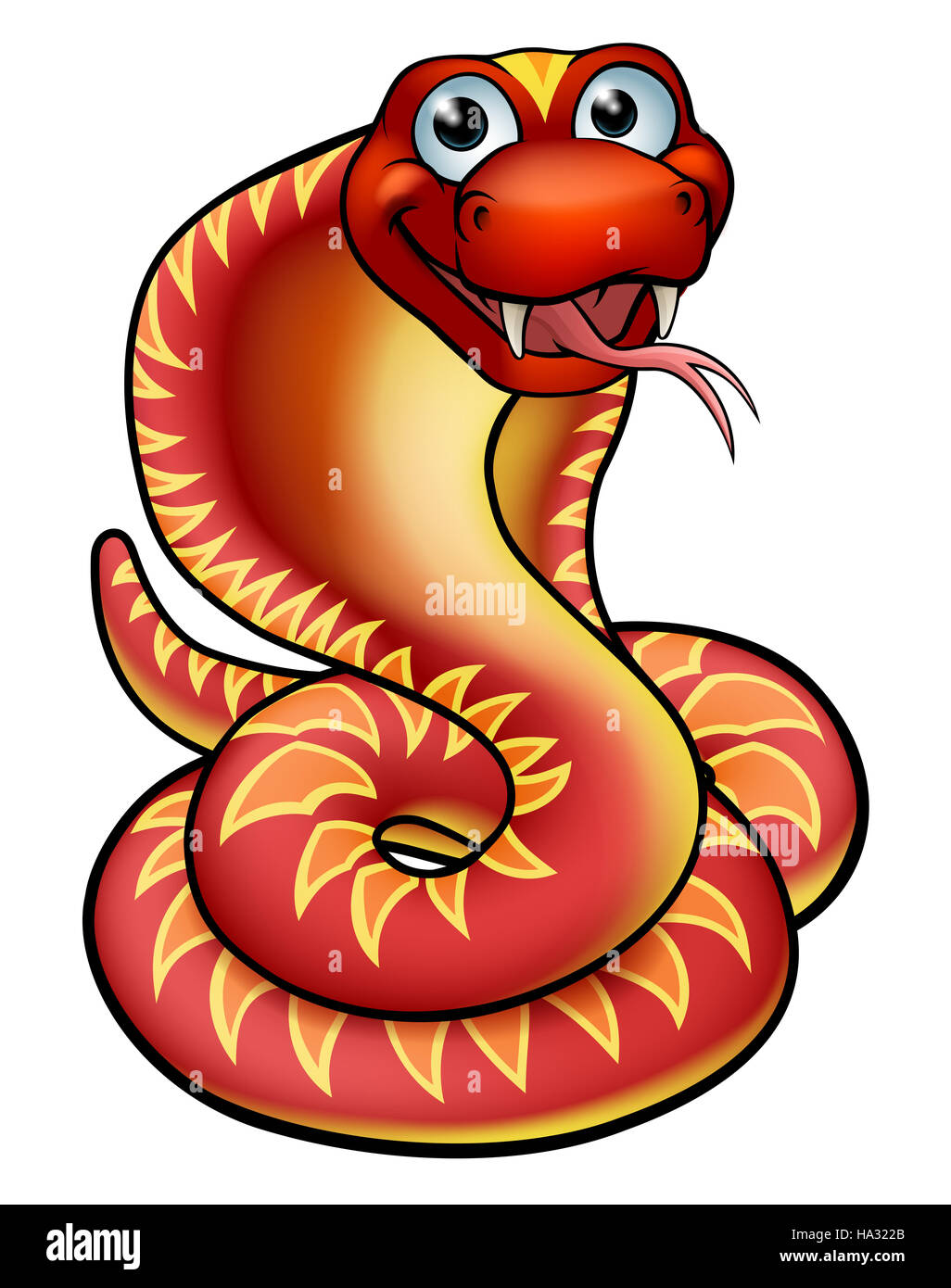 Un simpatico cartoon rosso serpente cobra Foto Stock