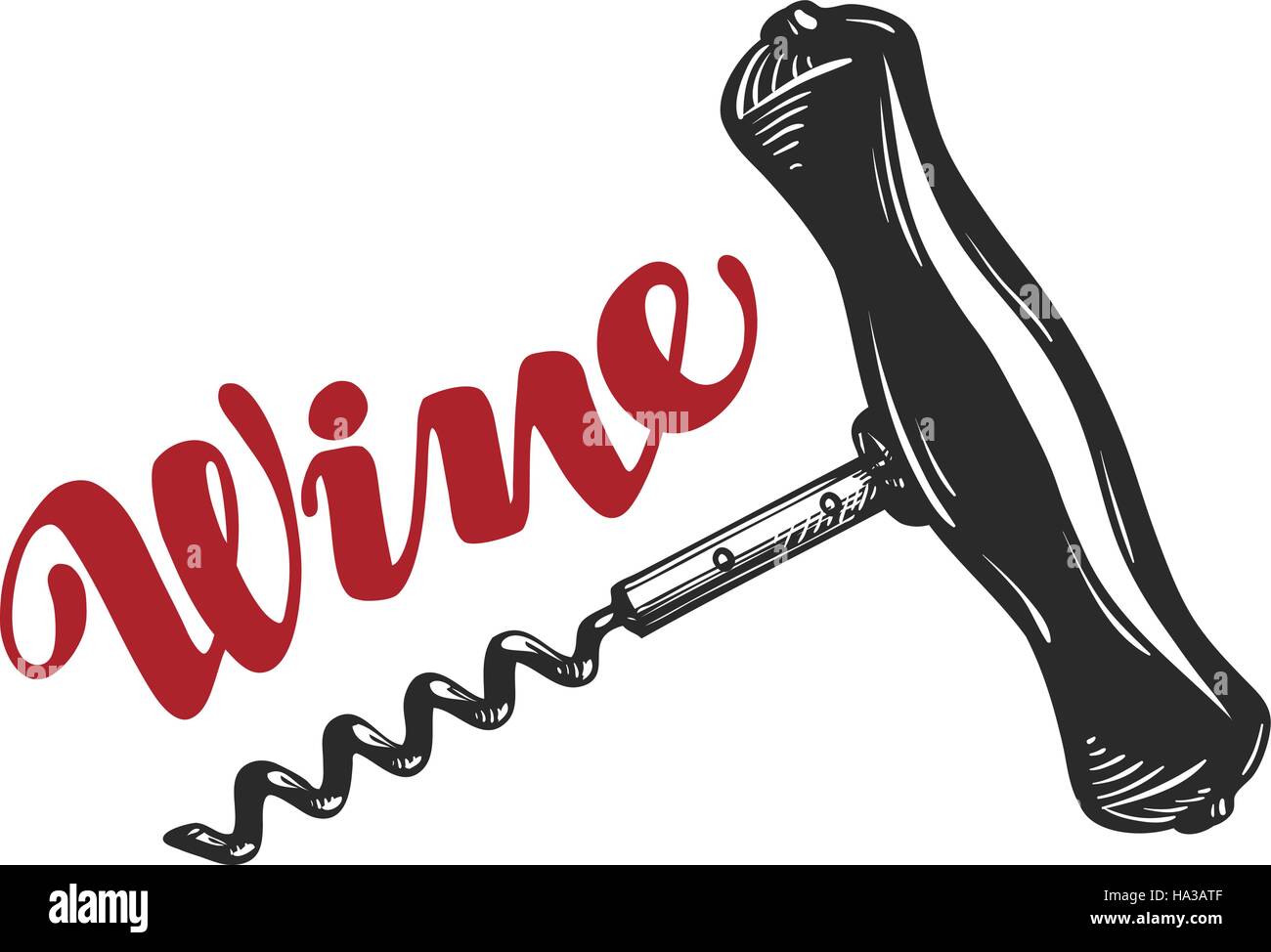 Vino logo vettoriale. Struttura di cavatappi, cantina Icona o simbolo Illustrazione Vettoriale