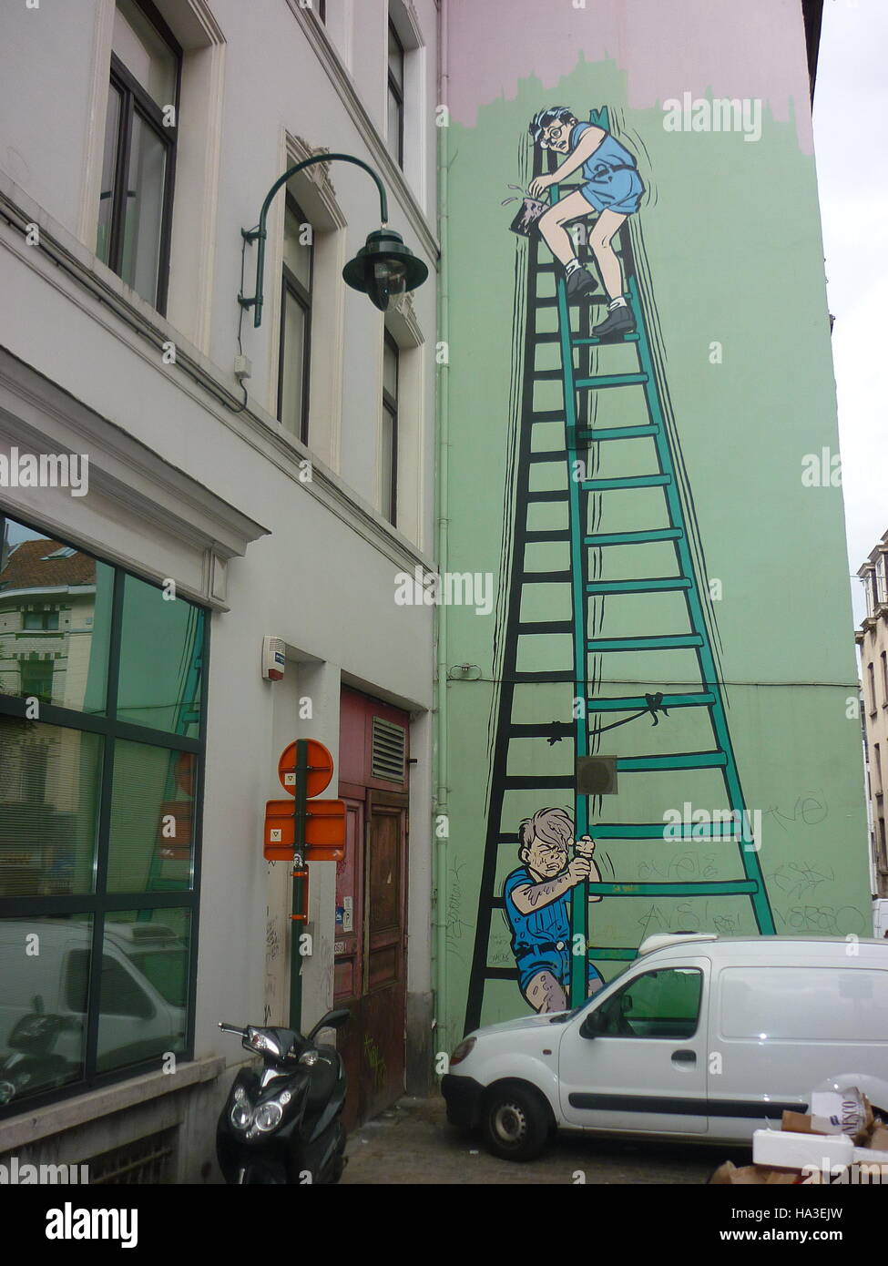 Graffiti attorno a Bruxelles, in Belgio. Foto Stock