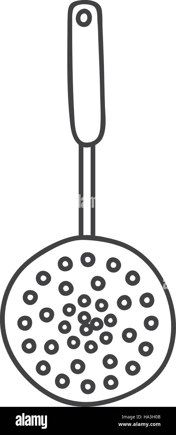 Silhouette monocromatico con cucchiaio di frittura illustrazione vettoriale Illustrazione Vettoriale