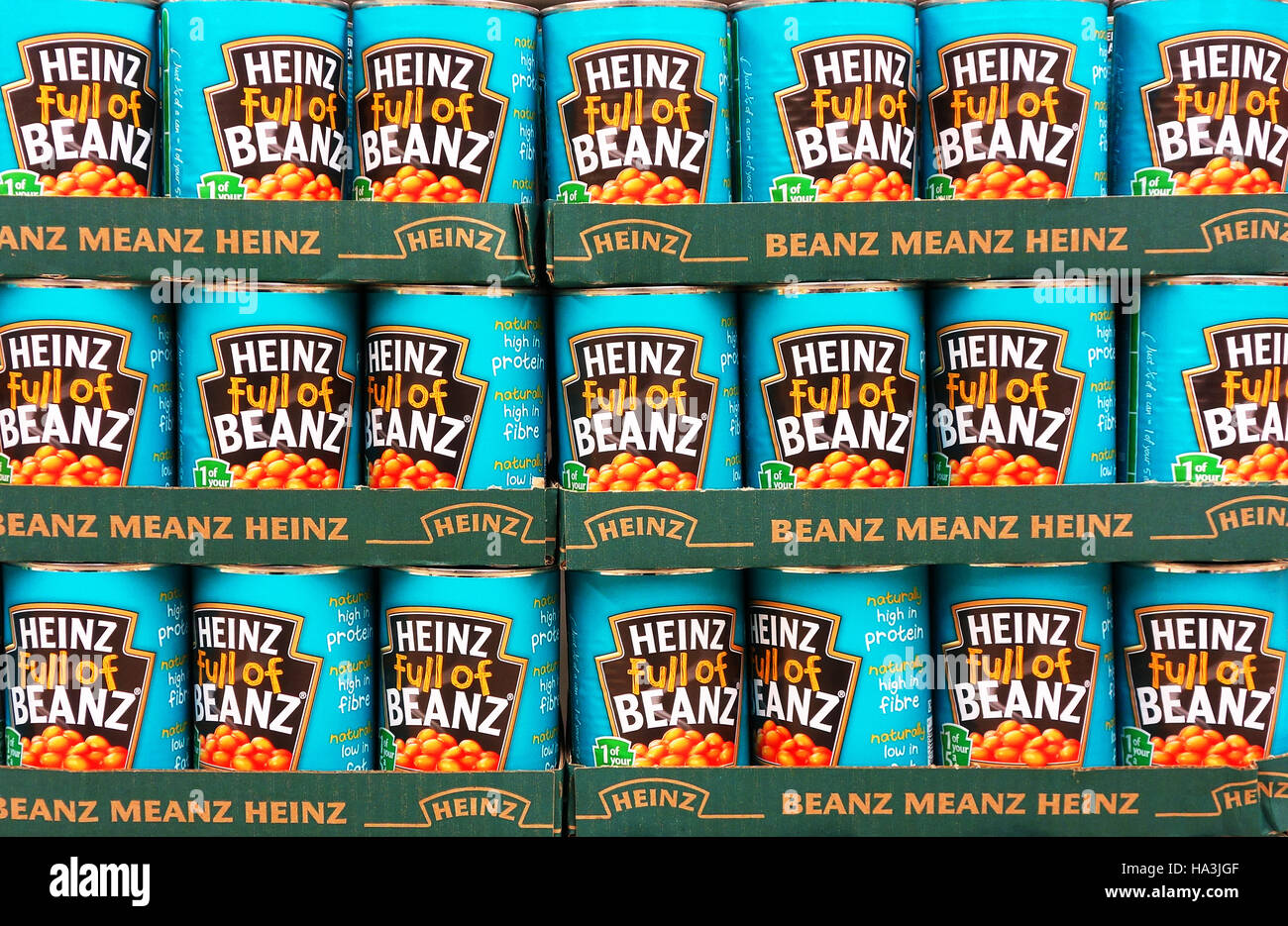 Le lattine di Heinz Beanz Foto Stock