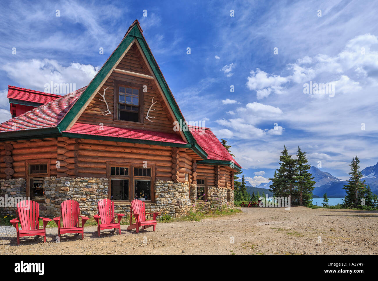 Num-Ti-Jah Lodge, il Parco Nazionale di Banff, Alberta, Canada. Foto Stock