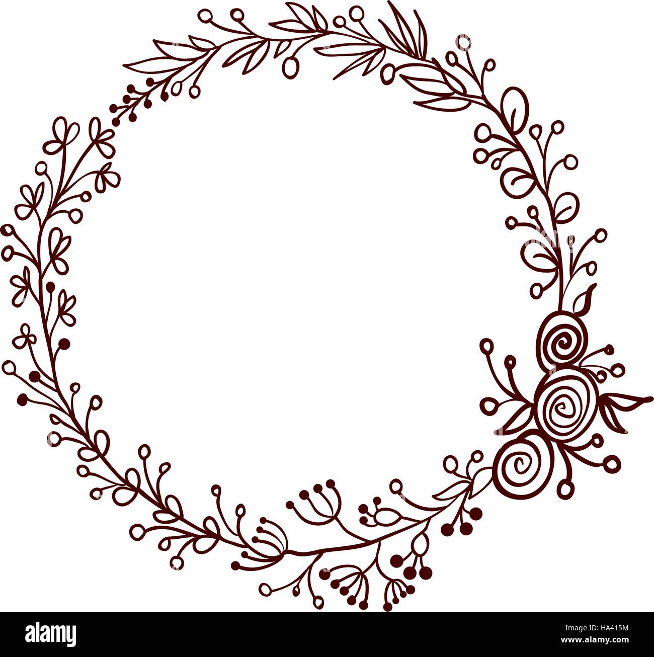 Cornice rotonda di foglie isolati su sfondo bianco. Illustrazione vettoriale EPS10 Illustrazione Vettoriale