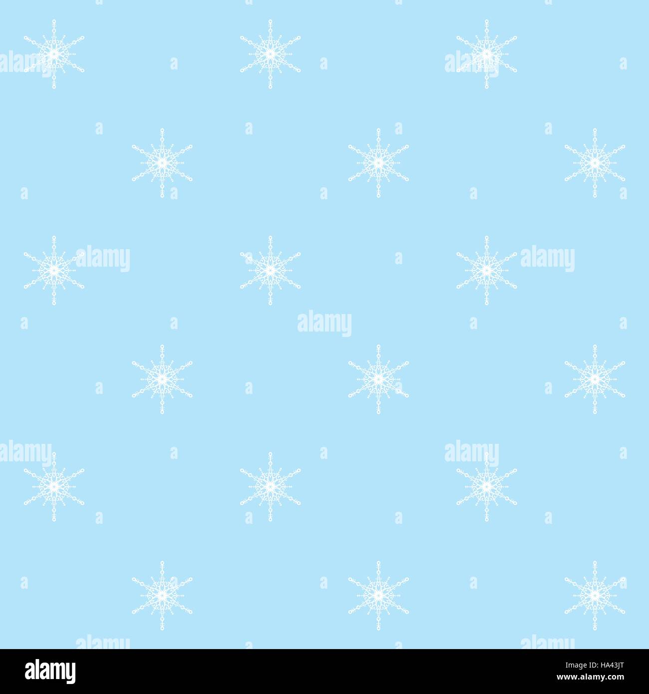 Natale seamless pattern con i fiocchi di neve su sfondo azzurro, colori pastello. Illustrazione Vettoriale