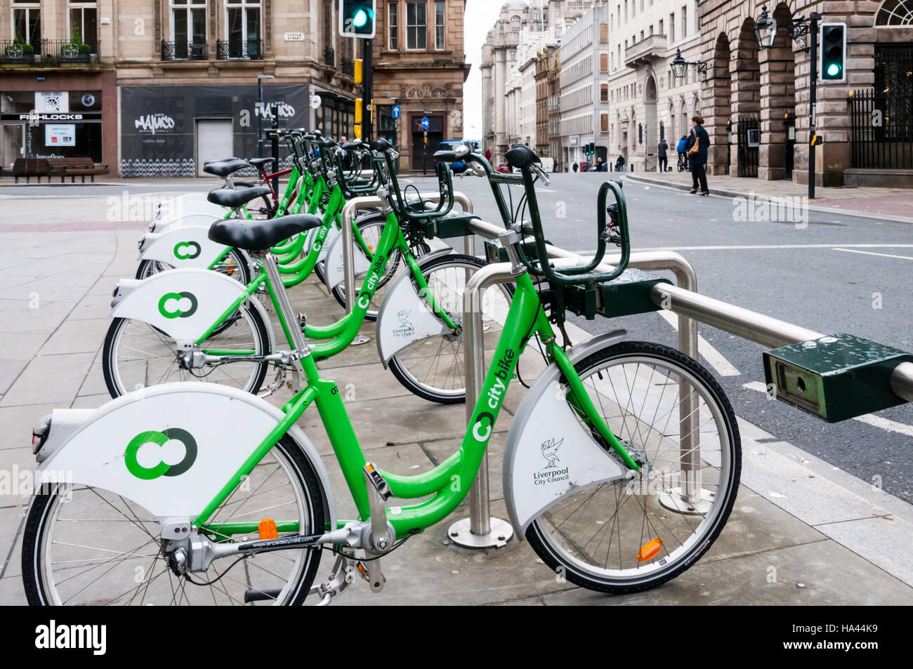 Liverpool Citybike biciclette a noleggio. Foto Stock