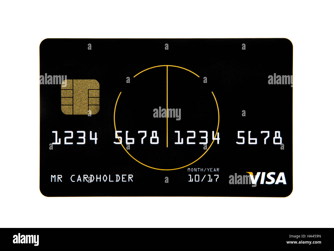 Carta di credito Visa con un chip intelligente su sfondo bianco Foto Stock