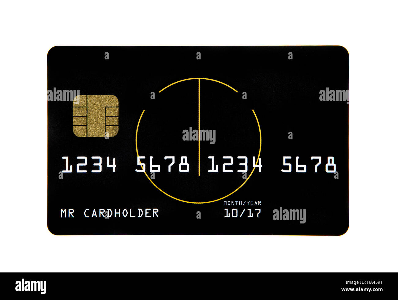 Carta di credito con un chip intelligente su sfondo bianco Foto Stock