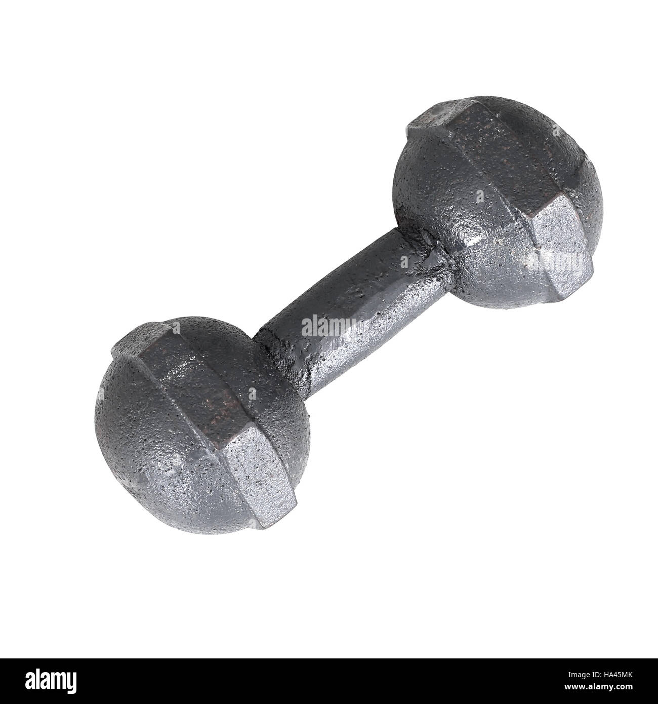 Peso di sollevamento, sport dumbbell isolati su sfondo bianco Foto Stock