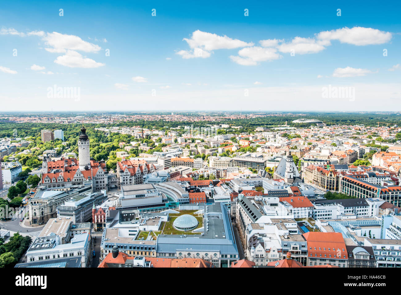 Vista panoramica di Lipsia (Germania) dalla Torre mdr Foto Stock