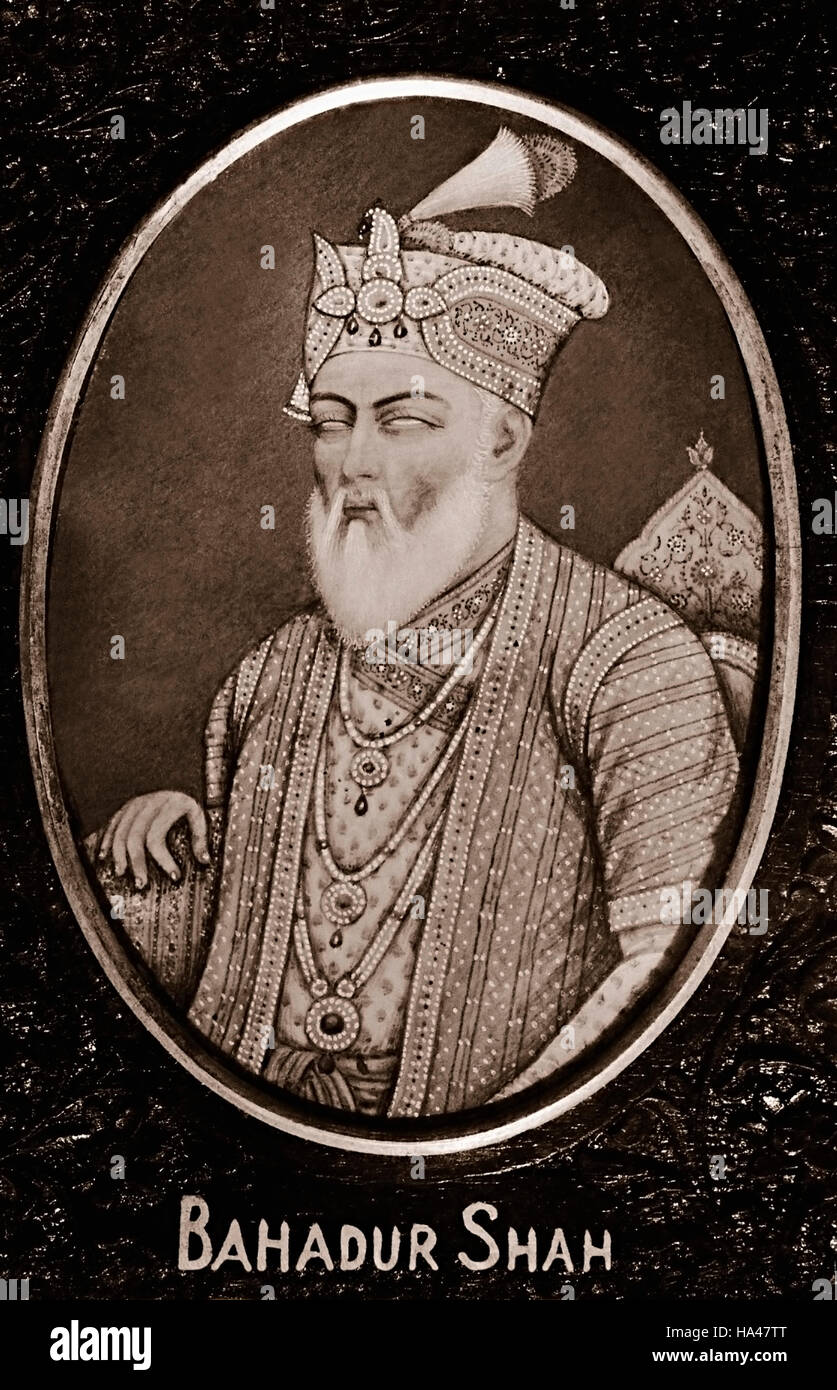 Un vecchio dipinto dell'imperatore Mughal Bahadur Shah Jaffar. Foto Stock