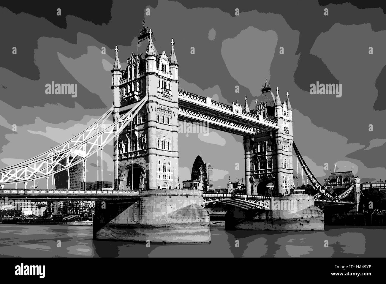 Il Tower Bridge e il fiume Tamigi, Londra, Inghilterra Foto Stock