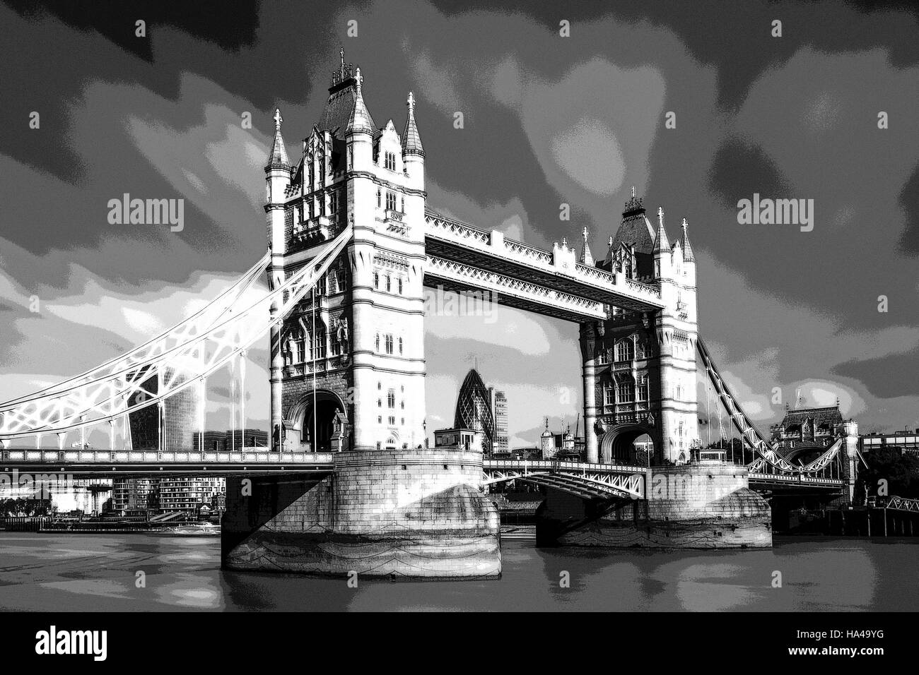 Il Tower Bridge e il fiume Tamigi, Londra, Inghilterra Foto Stock
