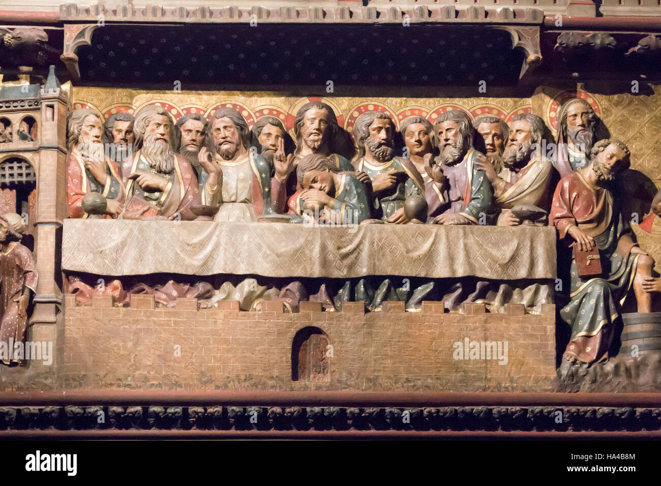 Quadro Su Tela Dell'Ultima Cena Di Gesù - 152x81 Cm - 5 Pannelli In Bianco E Nero - Decorazione Pronta Da Appendere