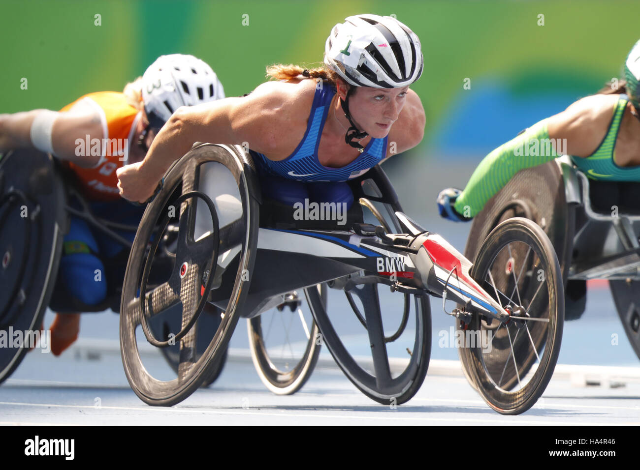 Rio de Janeiro, Brasile. Xiv Sep, 2016. Tatyana McFadden (USA) Atletica leggera : donna 5000m T54 Round 1 allo Stadio Olimpico durante il Rio 2016 Giochi Paralimpici a Rio de Janeiro in Brasile . © Shingo Ito/AFLO/Alamy Live News Foto Stock