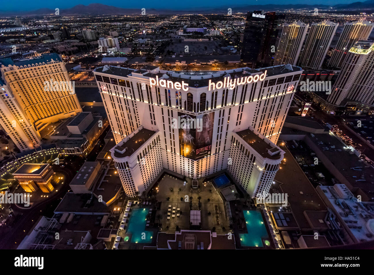 Vista aerea del Planet Hollywood Hotel la striscia di Las Vegas, Nevada, STATI UNITI D'AMERICA Foto Stock